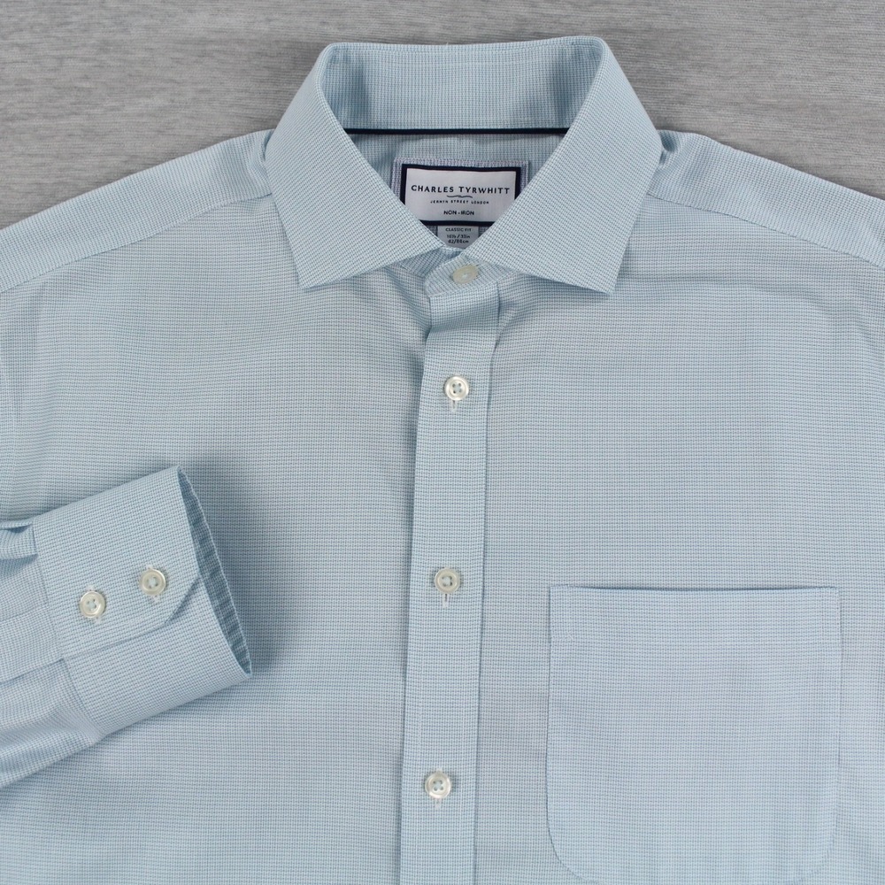 Charles Tyrwhitt Light Blue Fine-Check Button-Down Shirt